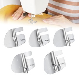 YUUTIAL 5 Pieces Rolled Hem Foot, Universal Sewing Machine Feet Set, 5 Sizes Stainless Steel Sewing Tool Rolled Hem Foot, Home Industrial Curved Scroll Hemmer Foot