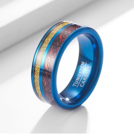 SOXEMAN Men's trendy tungsten steel ring, 8mm wide, inlaid with dragon pattern and golden foil, fashionable match, Y2K jewelry Cool Ring