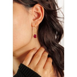 Ruby Earrings for Women in Pear Drop Shape - 18K Gold Vermeil, Certified 925 Sterling Silver Earring - Hypoallergenic Gold Jewelry for Women, Ideal Mothers Day Gifts and Birthday Gifts for Women