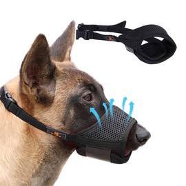 Homkeen Dog Muzzle Soft Dog Muzzle Prevent Biting Barking Chewing with Adjustable Loop Breathable Mesh Medium Black