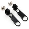 Black Coloured Metal Zipper Stud Earrings/25mm Long