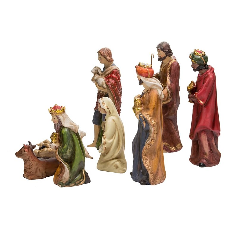 Kurt Adler 9-Inch Porcelain Nativity Figure Tablepiece Set of 9