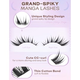 Goddvenus Eyelashes Manga Cluster Lashes Spiky Individual Eyelashes Natural Lash Clusters Wispy Anime Lashes Individual Cluster Fairy Eyelash Clusters C Curl DIY Eyelash Extensions