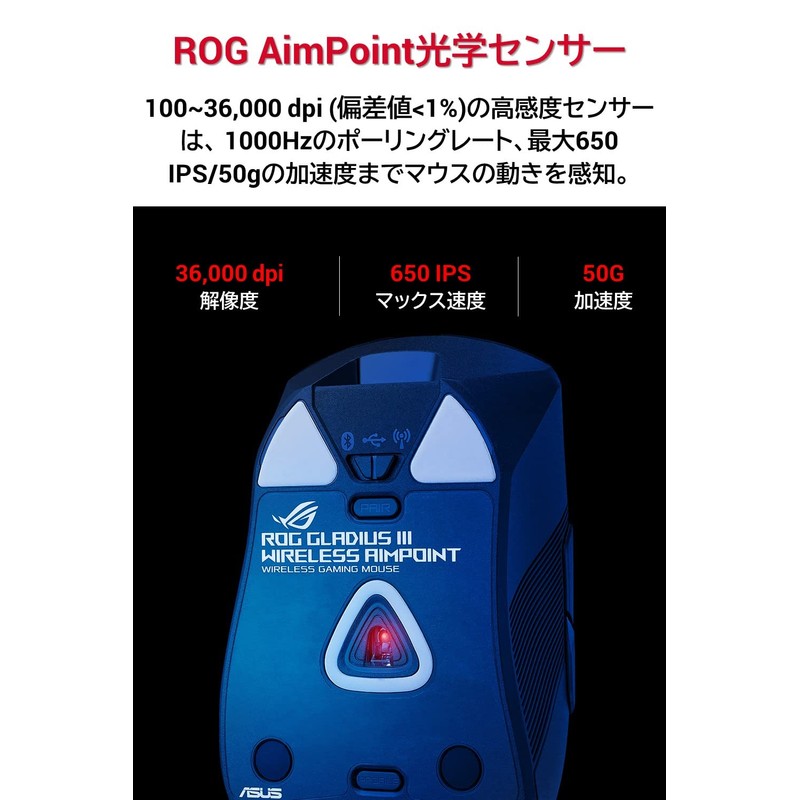 ASUS Gaming Mouse Wireless ROG Gladius III Wireless AimPoint (36,000