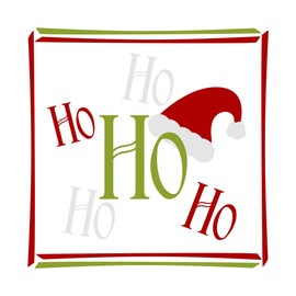 Family Ho Ho Ho Adorable Cartoon Wall Decal Decoration Christmas Holidays Décor Santa Claus Hat Silhouette Holidays Holiday Gift Lasts Years and Easily Removable - Size: 40 in(W) x 40 in(H)