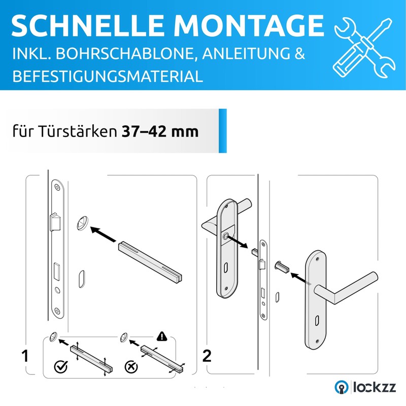 lockzz Door Handle Set Nuremberg Stainless Steel Matt Brushed -