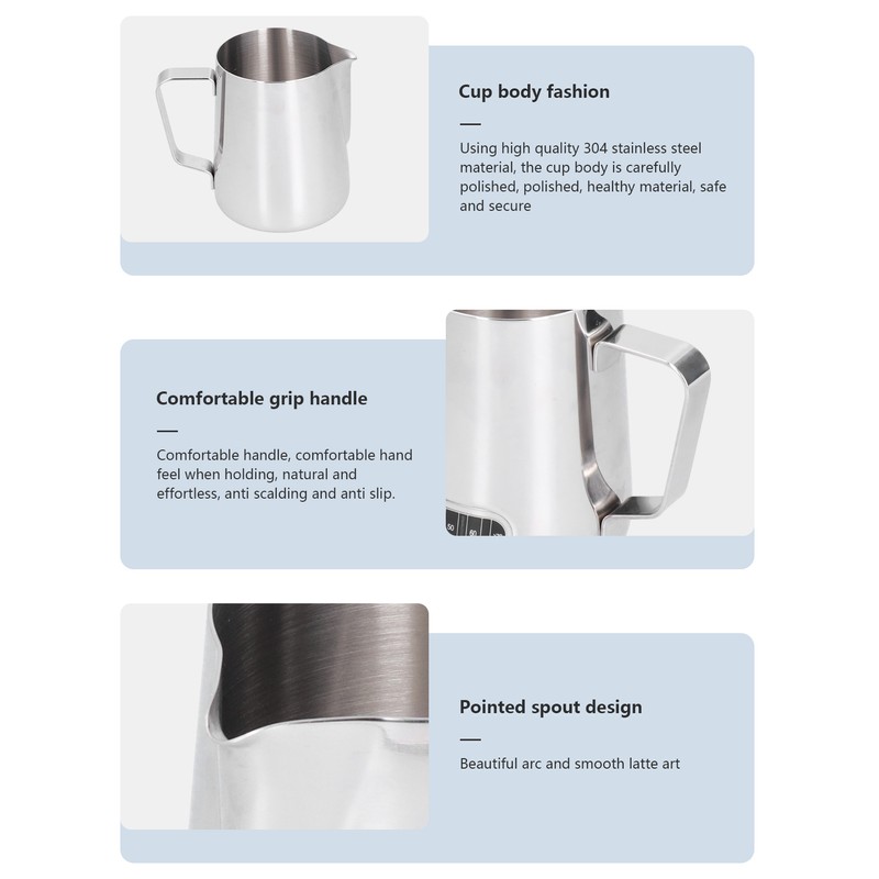 600ml Stainless Steel Frothing Cup Milk Coffee Frothing Pitcher with