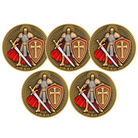 5Pcs Armor of God Christian Challenge Coin – Double-Sided Zinc Alloy Collectible with Antique Finish, Multicolor, Featuring Ephesians 6:11