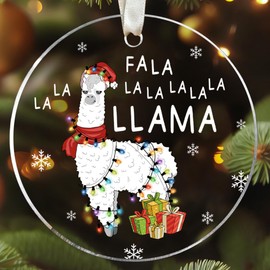 Llama Ornament - Llama Christmas Ornament - Llama Ornaments for Christmas Tree, Farm Animal Christmas Ornaments - Llama Gifts, Llama Gifts for Women, Llama Lovers Gifts - Acrylic Christmas Ornament