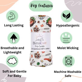 BlessEver Muslin Swaddle Blanket for Unisex, Soft Breathable and Skin-Friendly Baby Swaddles for Boys & Girls, Newborn Receiving Blanket, Hot Pot Blankets Babies, Large 42 x 47 inches