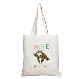 Coralgraph TB767 Nope Not Today Cute Sloth Lazy Novelty Present Gift Printed Eco-Friendly Stylish Long Handled Tote Shoulder Bag