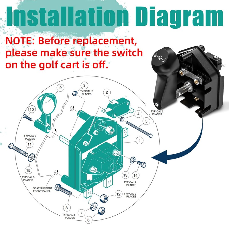 Drive-up Club Car DS Forward Reverse Switch 36v, Club Car