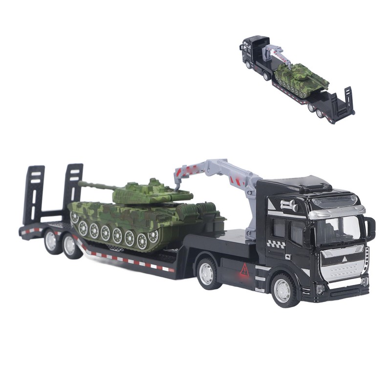 Flatbed Trailer Toy Simulation Detachable Collectible Military Trailer Tank Model