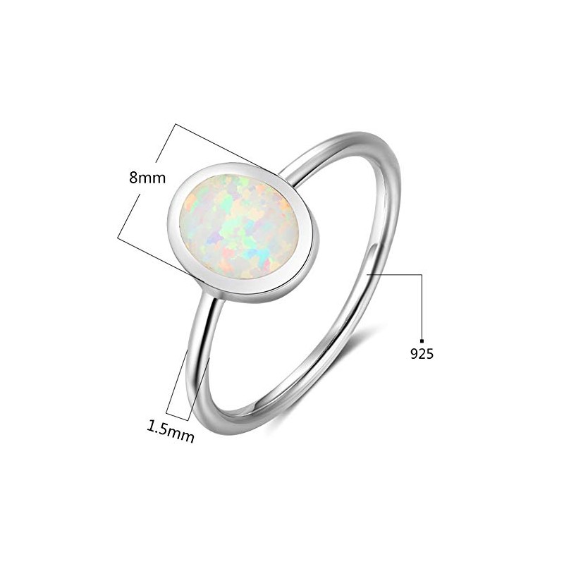 Fire Opal Sterling Silver Plain Wedding Engagement Ring (12)