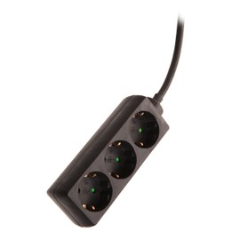 as - Schwabe 3-Way Power Strip Black 230 V / 16 A - Multiple Plug with 1.4 m Cable & Increased Touch Protection - Sockets Rotated 45° - Multiple Socket Indoor - IP20, 13912