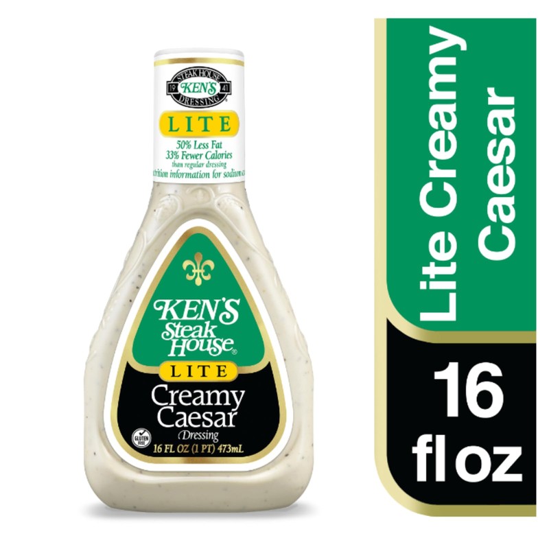 Ken's Steak House Dressing Lite Creamy Caesar 16 Ounce (Pack