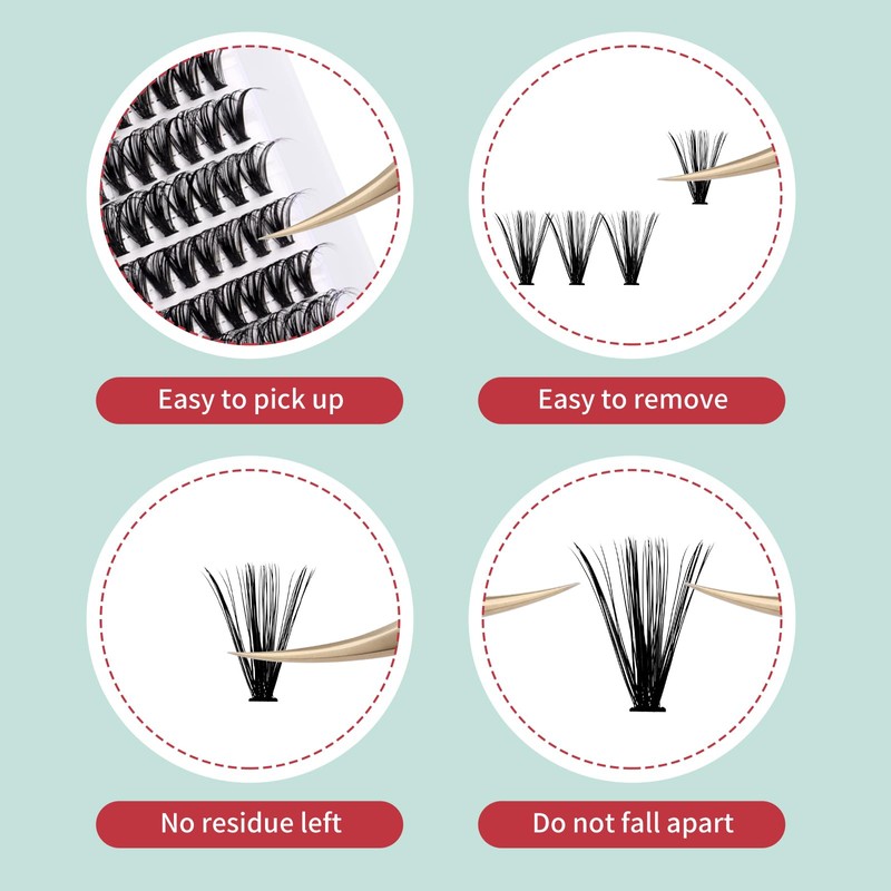 FADVAN Eyelash Extension Cluster 40D Curl D Mix 8-16 mm