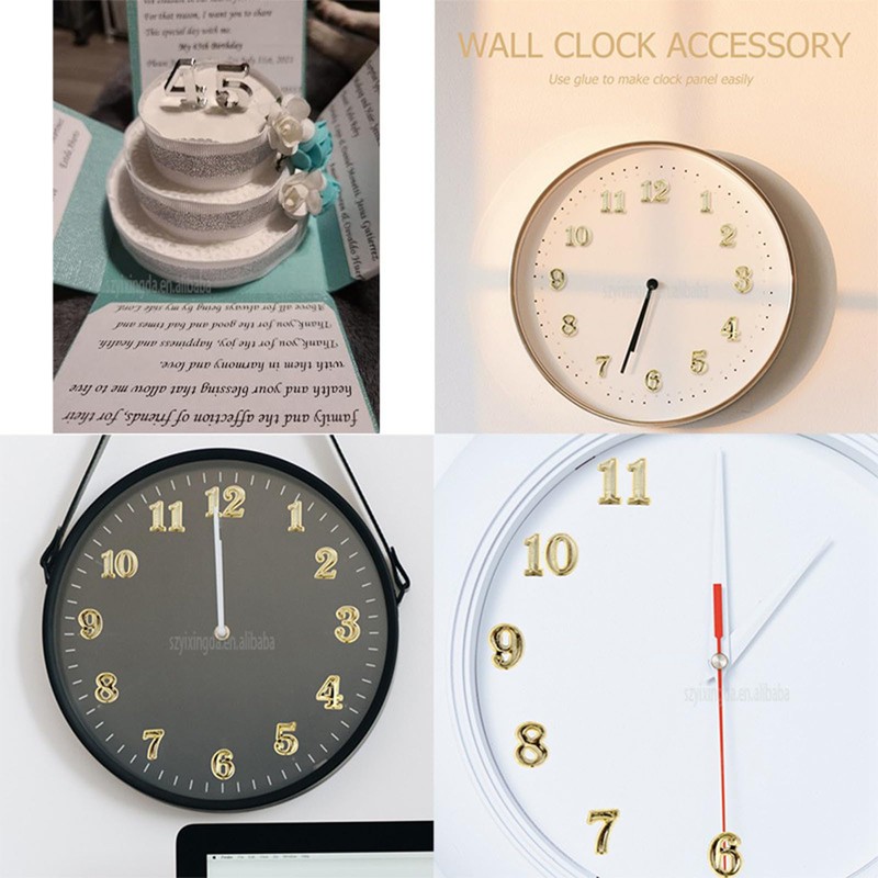 JUNRU 15 Pieces Clock Numerals Kit in Black Silver Gold