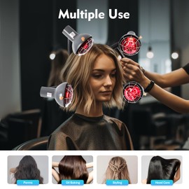 HAPPCUCOE 5 Head Infrared Light Heat Red Lamp 750W Salon Hair Steamer Perming Dyeing Adjustable Height Machine with Rolling Wheels,for Barbershops, Beauty Salons,110V