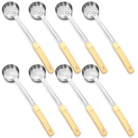 Teenyyou 8 Pcs Portion Control Serving Spoons Portion Scoops Cups Solid and Slotted Stainless Steel Ladle Spoon for Food, Serving Utensils Set for Parties (Beige,3 oz)