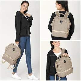 MOMIGO Breast Pump Backpack - Cooler and Moistureproof Bag Double Layer for Mother Outdoor Working Backpack with USB Charging Port, Large (Khaki)