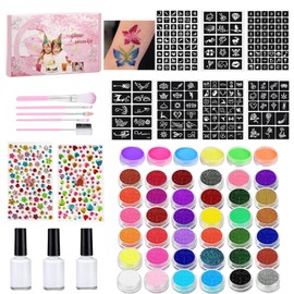 Face Painting Palette | Water Activated Face Paint Palette With Art Brushes And Stencils - Art Craft Facepaint Makeup Brush Stencils for Cosplay Birthday Children's Day Stage Celebrations Christmas