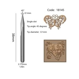TavRav 5pc 45 Degree Double Flute Straight CNC Router bit 0.1 tip with 1/8 inch Shank Cutting Diameter for Wood Carving Engraving
