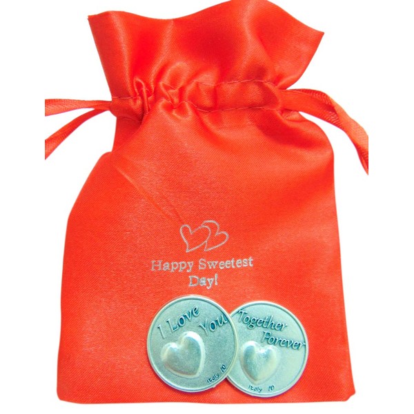Westman Works Sweetest Day Love Token Set with Gift Bag and Two Metal Affection Tokens Made in Italy