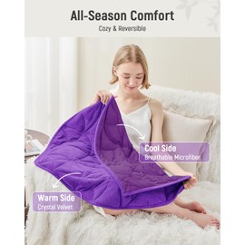 Weighted Lap Blanket 5 lbs for Adults, Luxury Soft Small Weighted Blanket, Compact Portable Weighted Lap Pad for Relaxation, Sleeping, Travel, All-Season Use, Deep Purple, 30" x 40"
