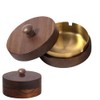 DAJASD Ashtray with Lid, Stainless Steel Walnut Windproof Ashtray Anti-Fly