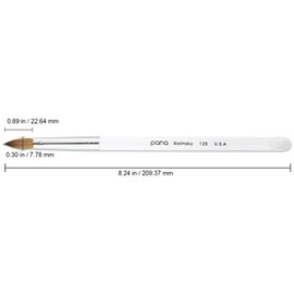 PANA Pure Kolinsky Nail Art Brush with Clear Acrylic Handle Size 12