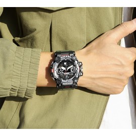 AIMES Men's Watches Luxury Military Sports Watch for Men Army Green Large Face Waterproof Date Casual Work Wrist Watches for Man Stopwatch Alarm Digital Analog Wrist Watch with Rubber Band