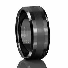 ATOP 8MM Black Brushed Center Tungsten Carbide 8-13 size 8mm Men's Wedding Band Comfort Fit Ring Men Jewelry Gift (9)