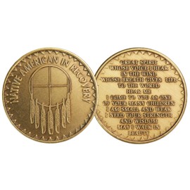 Native American in Recovery Great Spirit Bronze Medallion Chip AA Alcoholics Anonymous by wendells