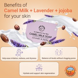 CAMEL CULTURE Jojoba and Lavender Bar Soap (3 Pack) - Handcrafted, Moisturizing Camel Milk Soap - Nourishing, Nutrient and Vitamin Rich Men's Body Wash - Women's Scented Soaps for All Skin Types