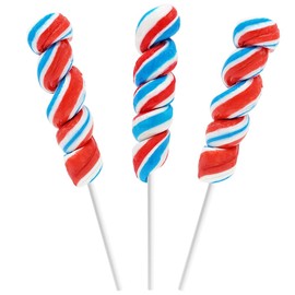 Fruidles Patriotic Twist Lollipop, USA Red, Blue, & White Mixed Fruit Flavor, Individually Wrapped, 3" Inch Sucker (Pack of 12)