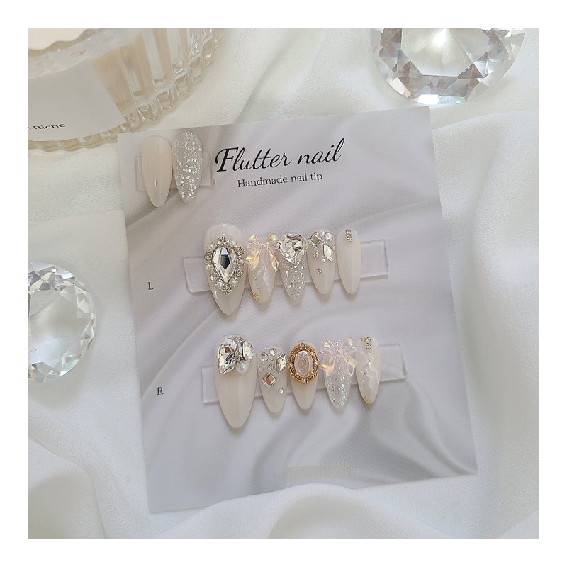 Merimi Wedding Handmade Nail Tips Gorgeous Version - Short Square
