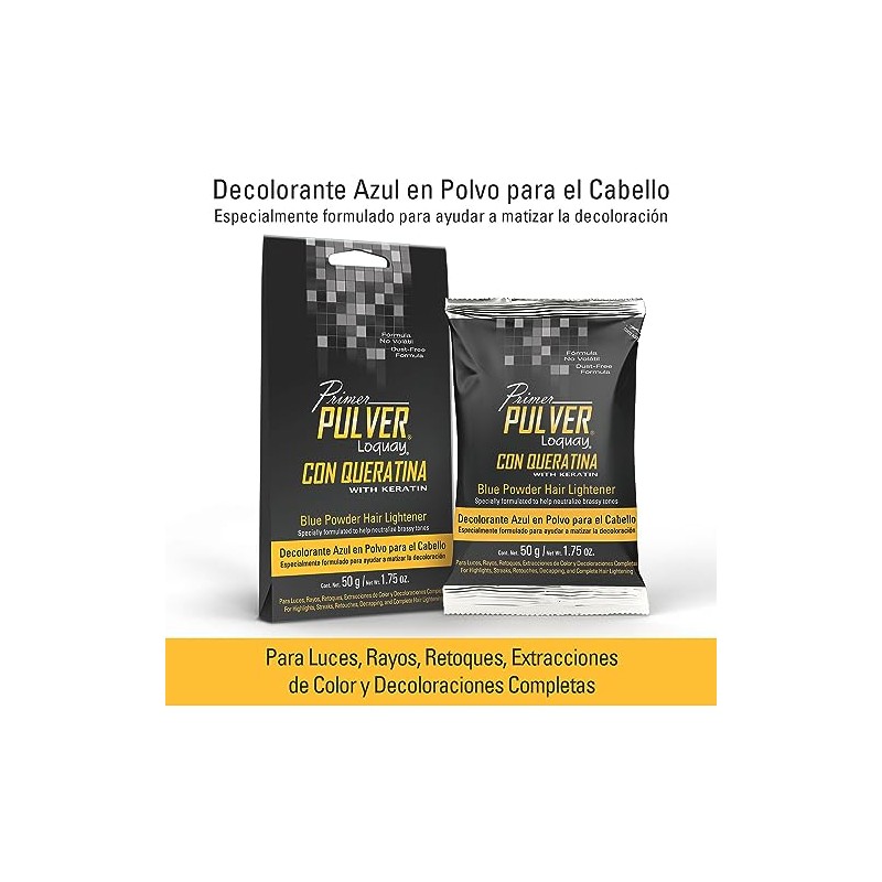 Loquay Pulver Decolorante con Queratina, Azul, 50 g