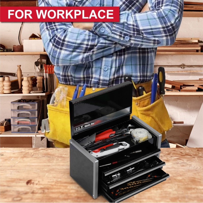 P.I.T. Mini Tool Box 8.6"W X 4.6"D, Portable 3 Drawer