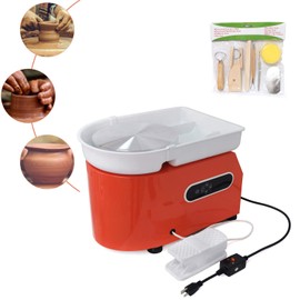 XKMT- 350W 110V Electric LCD Touch Screen Pottery Wheel Ceramic Machine 25CM Work Clay Art Craft DIY Tool kit [P/N: ET-TOOL023-ORANGE]