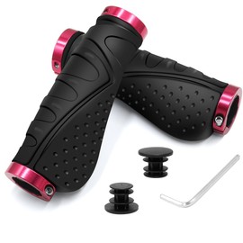 HNOOM Bicycle Handlebar MTB Grips Ergonomic Bicycle Grips Non-Slip Bicycle Grips Mountain Bike Bicycle Handlebar Grips for 22.2 mm Bicycle / Mountain Bike / Scooter / Road Bike (Red)