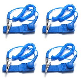 4 Pcs Anti Static Wrist Straps, Antistatic Wristband, Anti Static Bracelet, Reusable and Adjustable Static Discharge Wristband to Prevent Static Accumulation (Wired)