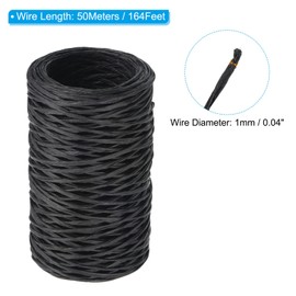PATIKIL 164 Feet Floral Bind Wire Wrap Twine, 1mm Florist Wire Iron Wire Paper Covered Vine Wrapping Binding Wire for Flower Bouquets, Black