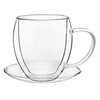 Creano Double Walled Coffee Glasses with Handle & Saucer 250ml