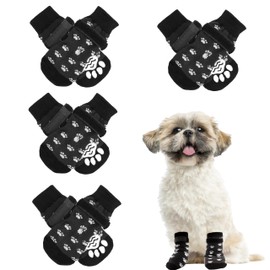 Esshogo 4 Pieces Non-Slip Dog Socks, Non-Slip Indoor Dog Socks, Rubber Sole, Non-Slip Dog Socks for Dogs, Non-Slip Socks for Dogs