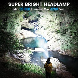 Kmivo Headlamp Rechargeable 99,000LM Super Bright, 2pack LED Head Lamp with 3 Modes, 90°Adjustable Head Lights for Forehead, IPX6 Waterproof HeadLamps for