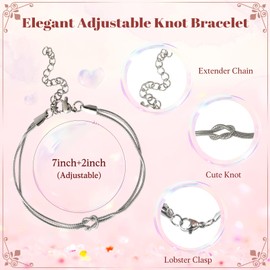 Brikabia Bridesmaid Proposal Gifts Set - 4PCS Bridesmaid Knot Bracelet Adjustable Snake Chain Bracelet Bridesmaid Proposal Gift Bridal Party Favors Gifts, 4 Silver