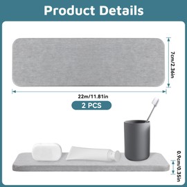 FYSL Pack of 2 Water Absorbent Stone Coasters Made of Diatomaceous Clock - Fast Water Absorption & Moisture Wicking for Sink, Glasses, Bottles, Kitchen, Bathroom