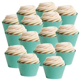 Dress My Cupcake Standard 50Pcs Diamond Aqua Blue Cupcake Wrappers Decorative Teal Cupcake Liners Wedding Baby Shower Bridal Birthday Wave Cupcake Wrappers Dessert Party Supplies Cupcake Collars