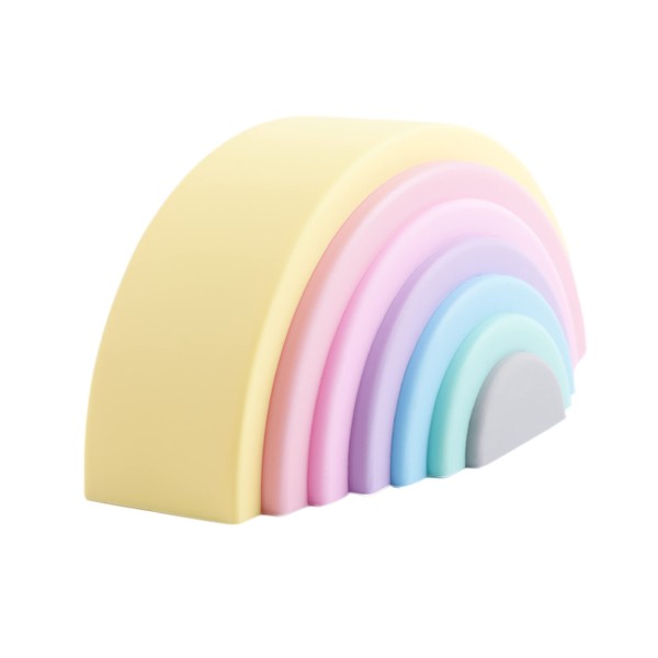 BLUE GINKGO Silicone Rainbow Stacker - Montessori Rainbow Nesting Puzzle